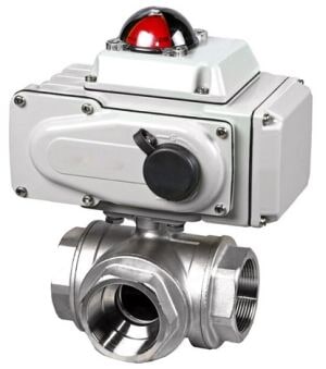 Inner thread 3 way electric ball valve